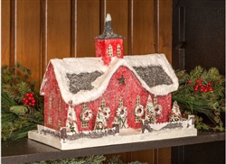 Red New England Style Cardboard Christmas Barn by Ragon House