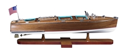 Triple Cockpit Wooden Boat Model by Authentic Models