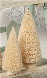 Ivory Flocked Bottle Brush Trees set of 2 by Bethany Lowe