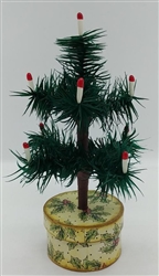 7" Miniature Feather Tree - Soft Feathers - Candles - Kelly Green - Box Base