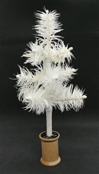 9.5" Miniature Feather Tree - Soft Feathers - White - Spool Base