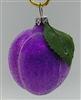 Glittered Plums and Peach Christmas Fruit Ornaments
