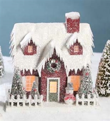 Vintage Putz Large Christmas House Red by Bethany Lowe