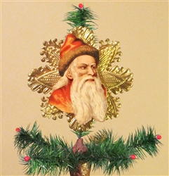 Red Santa Fur on Cap Dresden Tree Topper by Samantha Claus