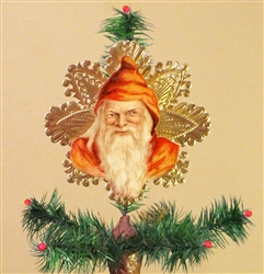 Red Santa Dresden Tree Topper by Samantha Claus
