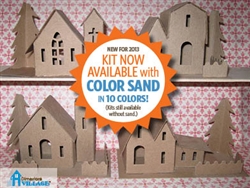 Putz Village Kit Assortment of 3 Houses 1 Church with Sand