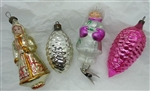 Antique Ornaments - Figurals - Pinecones - Handpainted - Clip-on