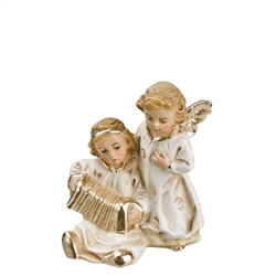Two Angels Playing Accordian antique white by Richard Mahr GmbH MAROLINÂ®
