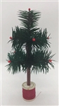 7" Miniature Feather Tree - Stiff Feathers - Hunter Green - Red Spool Base