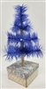 9" Miniature Feather Tree - Dark Blue Stiff Feathers - 3 Rows - Floral  Box - Berries