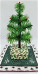 9" Miniature Feather Tree - Kelly Green Stiff Feathers - 3 Rows - Holly Box - Berries