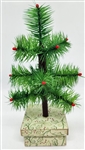 9" Miniature Feather Tree - Kelly Green Stiff Feathers - 3 Rows - Winter Box - Berries