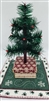 9" Miniature Feather Tree - Hunter Green Stiff Feathers - 3 Rows - Red Box - Music and Snowflakes