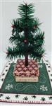 9" Miniature Feather Tree - Hunter Green Stiff Feathers - 3 Rows - Red Box - Music and Snowflakes