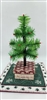 9" Miniature Feather Tree - Kelly Green Stiff Feathers - 3 Rows - Red Box - Music and Snowflakes