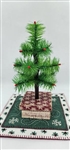 9" Miniature Feather Tree - Kelly Green Stiff Feathers - 3 Rows - Red Box - Music and Snowflakes
