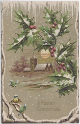 A Merry Christmas Vintage Postcard