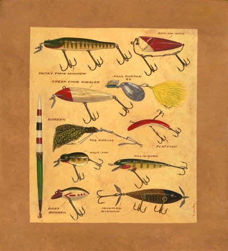 Vintage Fishing Lures Wood Print by Roleen Senic - Fine Art America