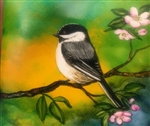 Black Capped Chickadee Bird Inked Tile by Bonnie Wolfe