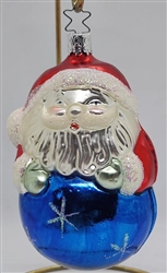 Santa on Blue Starry Ball - 1990s - OWC Inge Glass