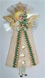 Spun Glass  - Dresden - Angel Scrap Ornament