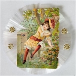 Spun Glass Ornament - Girl Catching Butterflies Scrap - Dresdens by Dennis Bauer