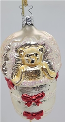 Teddy Bear in Basket - 1990s - OWC Inge Glass