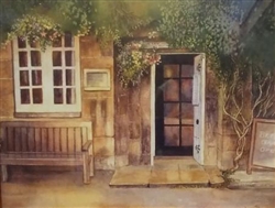 Doorway in Cotswolds Matted Print by Bonnie Wolfe