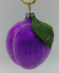 Glittered Plums and Peach Christmas Fruit Ornaments