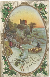 A Joyous New Year Vintage Postcard