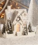 Large Ivory Christmas Glitter House by Bethany Lowe