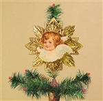 Red Haired Angel Dresden Tree Topper by Samantha Claus