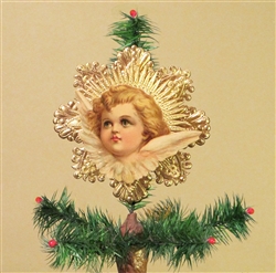 Rare Strawberry Blond Angel Dresden Tree Topper by Samantha Claus