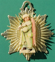Pink Winged Snow Angel Dresden Snowflake Ornament by Samantha Claus