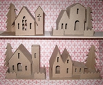 Two Putz Village Kits Assortment of 3 Houses 1 Church