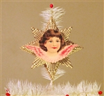 Pink Winged Angel Dresden Tree Topper by Samantha Claus