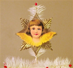 Yellow Winged Angel Dresden Tree Topper by Samantha Claus