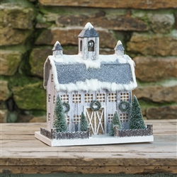 White Dutch Style Cardboard Christmas Barn by Ragon House