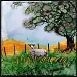 Tile Sheep in Pasture by Bonnie Wolfe