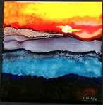 Sunset Inked Tile by Bonnie Wolfe