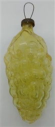 Vintage Russian Glass Pinecone Ornament - Oversized - Translucent Yellow