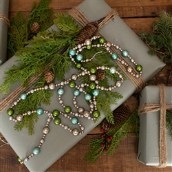 Silver Teal and Champagne Green Bead Garland - Fall Decoration