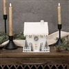 Lighted  White Colonial Christmas Home