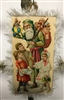 Card Ornament - Santa with Children Scrap - Fringed Edges