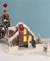 Red Christmas Glitter House by Bethany Lowe