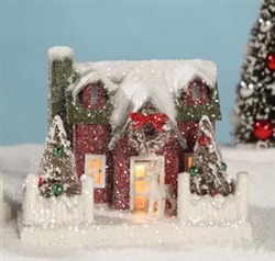 Red Christmas Glitter House by Bethany Lowe