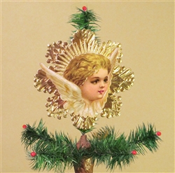 Rare Blond Haired Angel Dresden Tree Topper by Samantha Claus