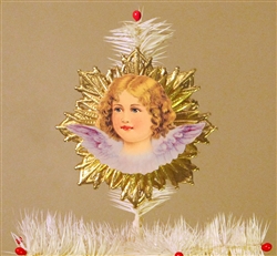 Purple Winged Angel Dresden Tree Topper by Samantha Claus